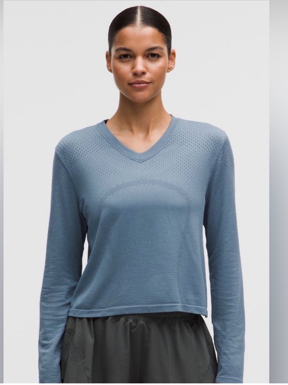 lululemon athletica Swiftly Tech Open-Hole V-Neck Long Sleeve — Dusty Blue